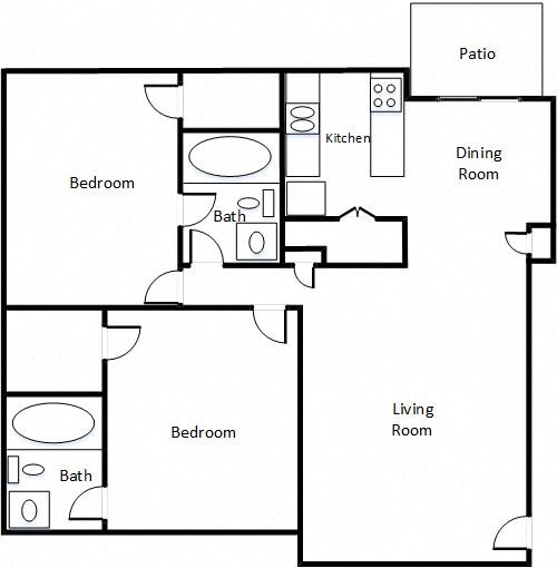 2 Bed / 2 Bath Floor Plan 8